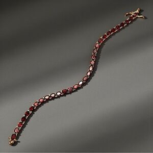 Stunning Garnet Gold Over Sterling Tennis 8” Bracelet